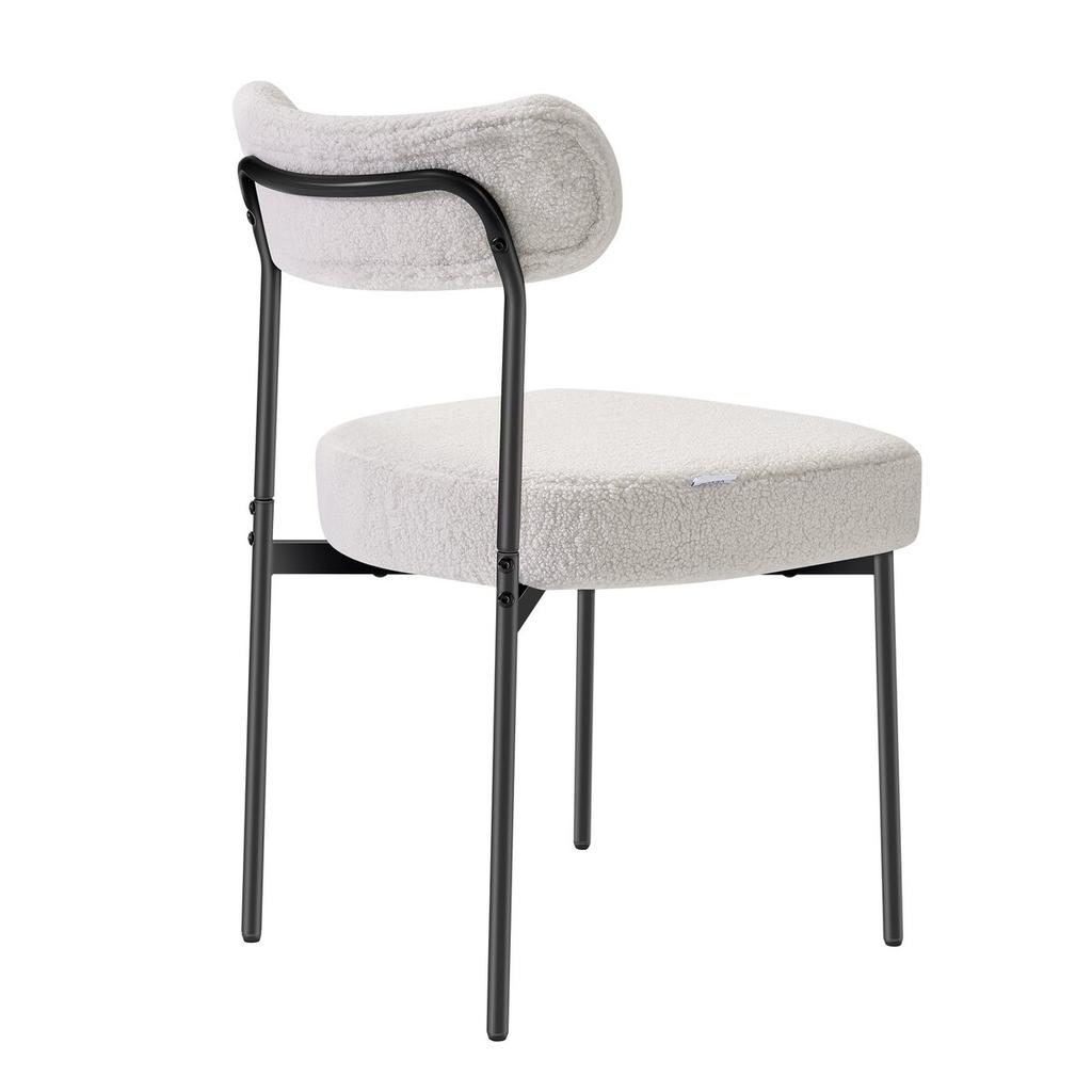 Boucle Dining Chairs Set of 4, Mid Century Modern Sherpa Accent Chairs, Upholstered Side Chair for Dining Table, Space-Saving White Kitchen Table