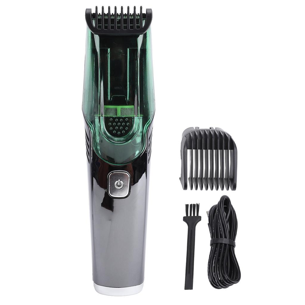 Cordless Vacuum Hair Trimmer Low Noise Strong Power LED Display Water Proof 1400mAh Men Vacuum Grooming Set for