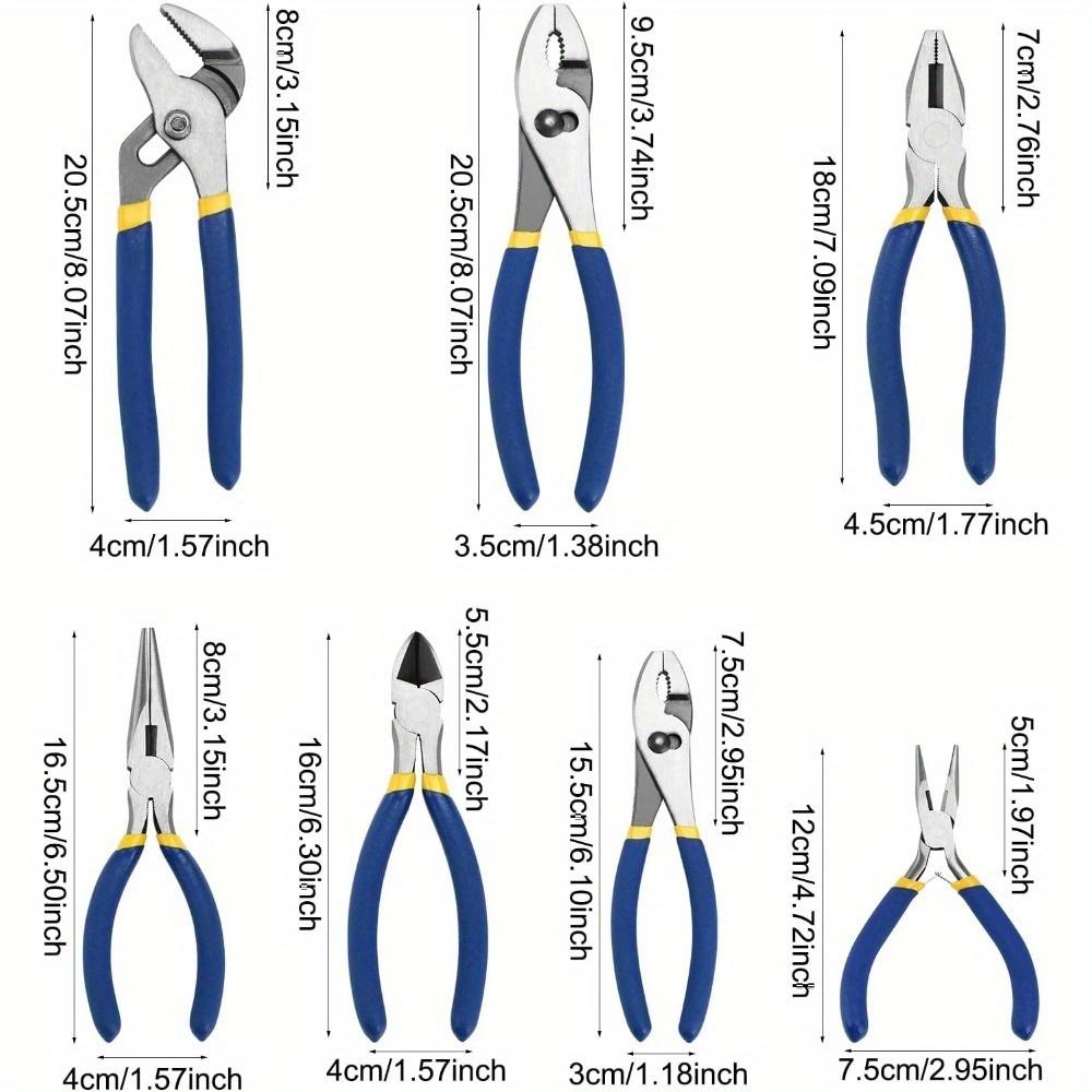 

7Pcs Multi Purpose Pliers Set Blue Groove Joint Long Nose Slip Joint Linesman Diagonal Pliers for Home DIY