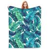 Coperta Plaid Verde Tropicale con Foglie Palma Monstera in Pile per Divano Letto Tema Festivo Accogliente Morbida Coperta Decorativa Regalo Caldo