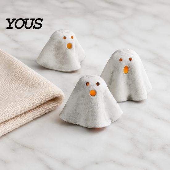 Holiday Tabletop Ornament Light Up Ghost Halloween Decoration, Cute Spooky Figurine with for Warm LED Indoor Mantel Fireplace Home Party Decor