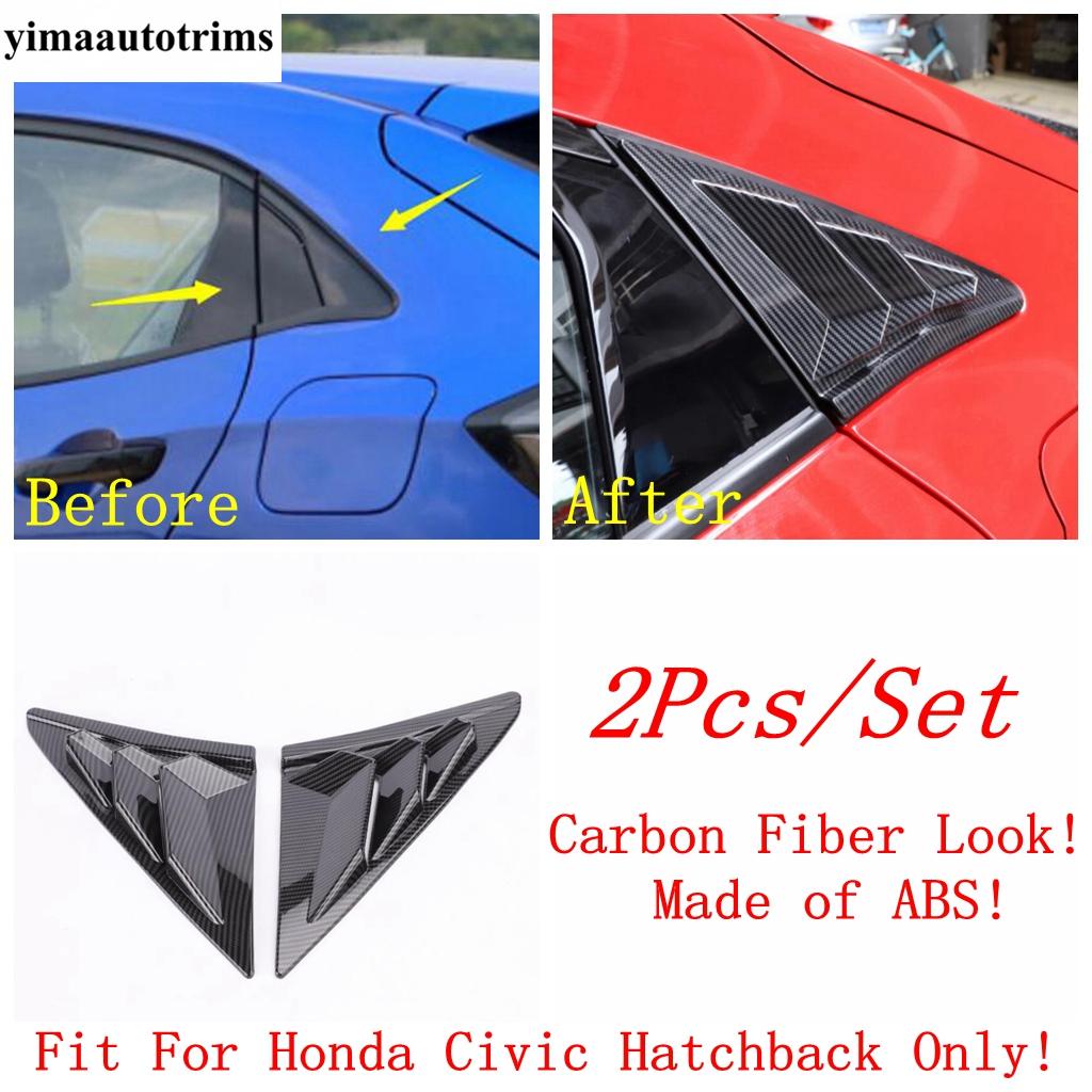 Rear Side Window Louvers Shutters Sunshade Air Panel Cover Trim For Honda Civic 2016 - ABS Carbon Fiber / Black Accessories