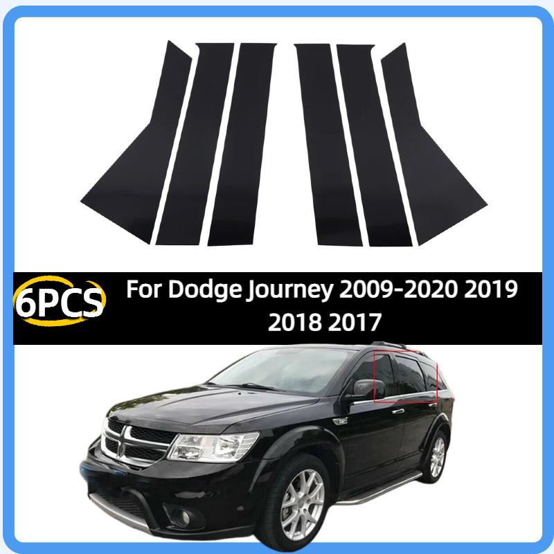 6pcs Black Pillar Posts Fit For Dodge Journey 2009-2020 2019 2018 2017 Car Door Side Moulding Trim Window Cover Exterior Parts