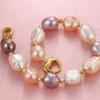 HENGSHENG 2025 New Arrival 9-10mm Baroque Pearl Bracelets for Women, White Pink Purple Colorful Baroque Pearl with Silver Clasp