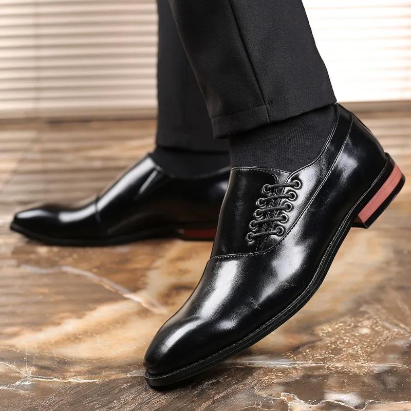 Men Plus Size Business Leather Shoes with Side Straps for Casual and Fashionable Men Leather Casual Shoes