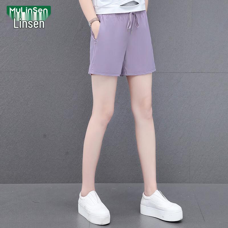 MULINSEN Women s Ice Silk High-Waist Casual Shorts 4XL (140-155 catties)