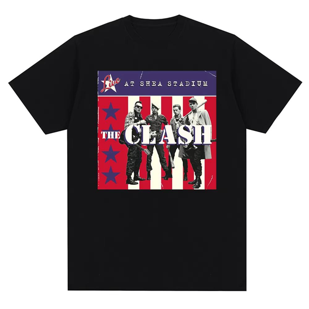 New Crew Neck The Clash London Calling Vintage Design Print Graphic T Shirt Men Music Rock Band Cotton Tees Unisex Clothing Top