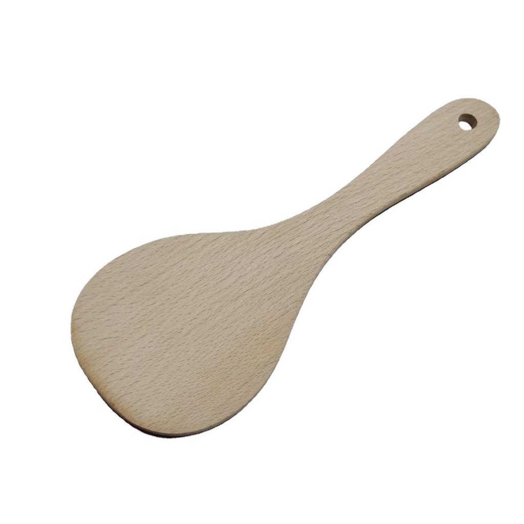 Unpainted Beech Wood Non-stick Spatula and Ladle Set - Modern Simple Wooden Cooking Utensils