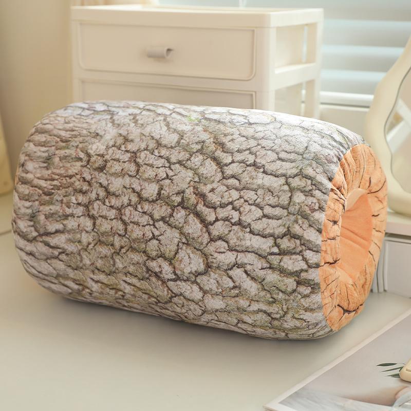 35x20cm Plant Boomstronk Bamboe Pluche Kussen Cilindrisch Kort Kussen Met Gaten Warme Handen Winter Pluche Decoratie Cadeau 35x20cm
