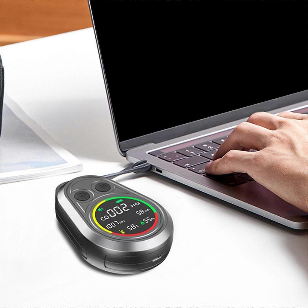 Portable Carbon Monoxide Detectors Meter with Loud Alarm for Outdoor Travel Multifunction Rechargeable CO Meter Monitors