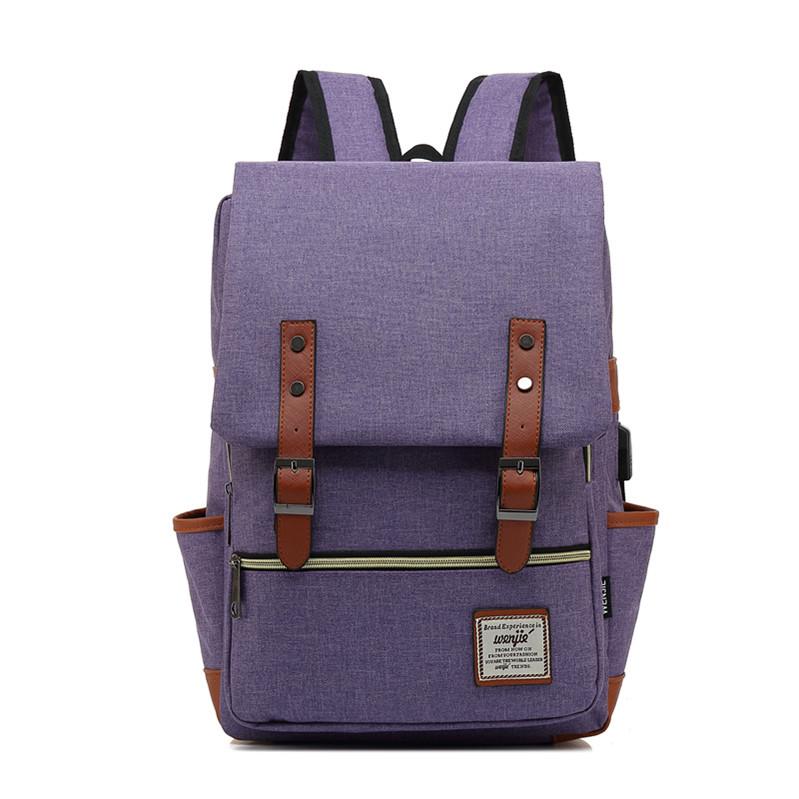 Retro Canvas USB Travel Backpack for Men and Women