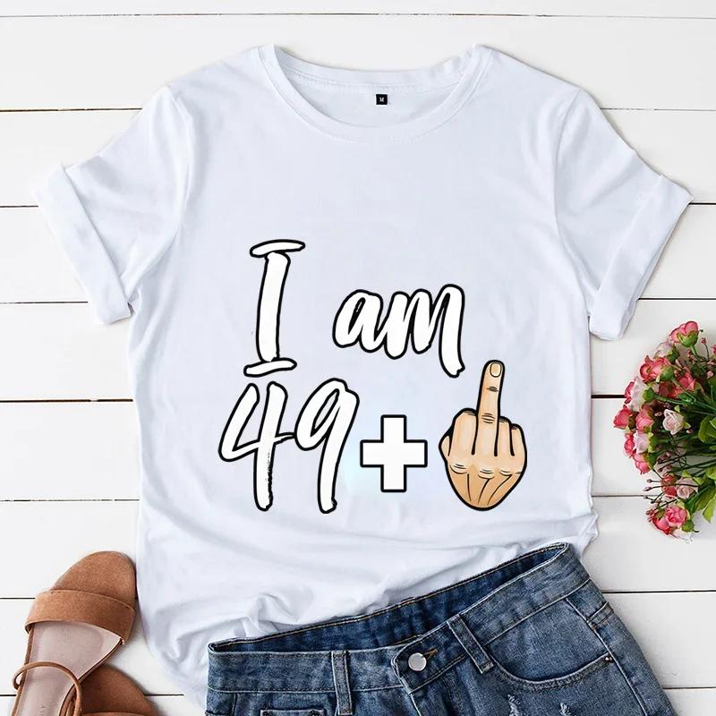 I Am 39 Plus Middle Finger Print Unisex Tshirts Short Sleeve Female Tshirts I Am 49 Plus Middle Finger Graphic T Shirt Y2k Tops