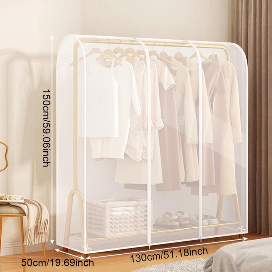 Transparent Garment Bag Organizer Closet Clothes Hanger Dustproof Protector Floor-standing Double-pole Suit Shoulder Rack Cover