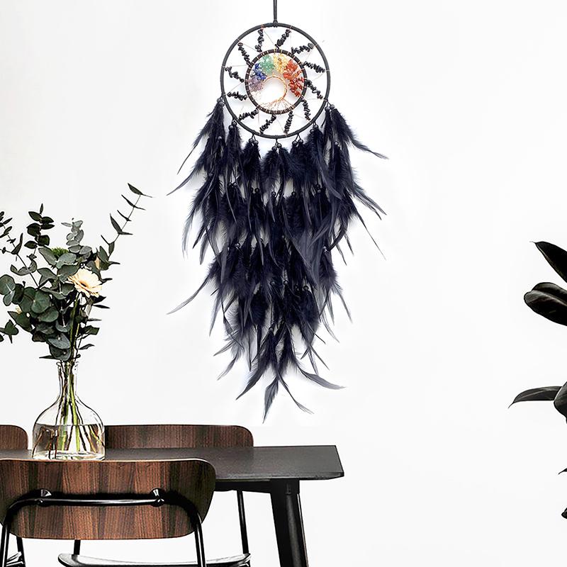 

Ловец снов Древо жизни Кристалл Ручная работа Перья Колокольчики ветра Настенные подвески Для спальни Креативные фестивальные подарки Домашний декор