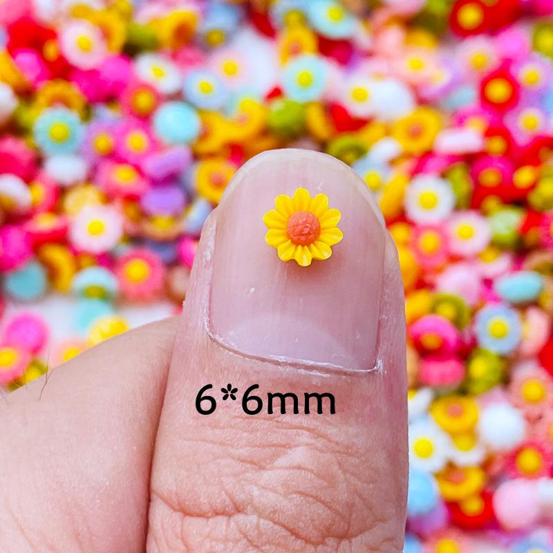 100Pcs  New 6Mm Kawaii Cute Mixed Flowers Flat Back Resin Cabochons Scrapbooking Diy Jewelry Craft Decoration Accessorie A41