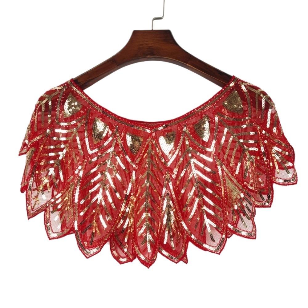 

Блискуча вечірня накидка Блискуча святкова шаль Елегантна шаль з паєтками Дівчина червоний