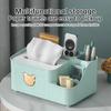 Household Tissue Storage Box Desktop Cartoon Little Bear Paper Box Phone Holder Design Multifunction Divided Storage Paper Boxes