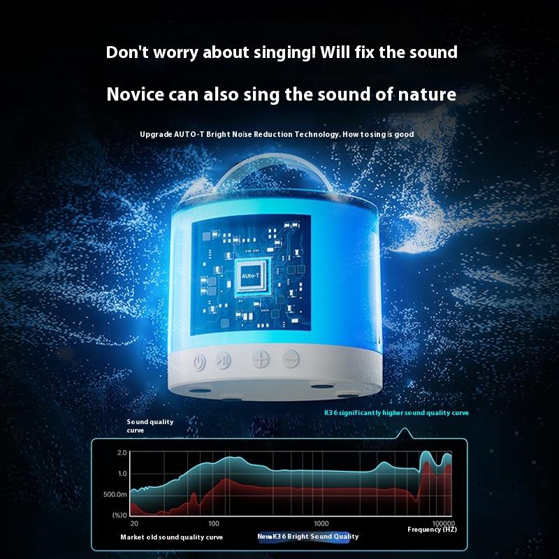 Mini K-song Stereo All-in-one Machine, High Sound Quality, Double Wheat Joint Singing, Long Battery Life, Portable Portable Bluetooth Stereo