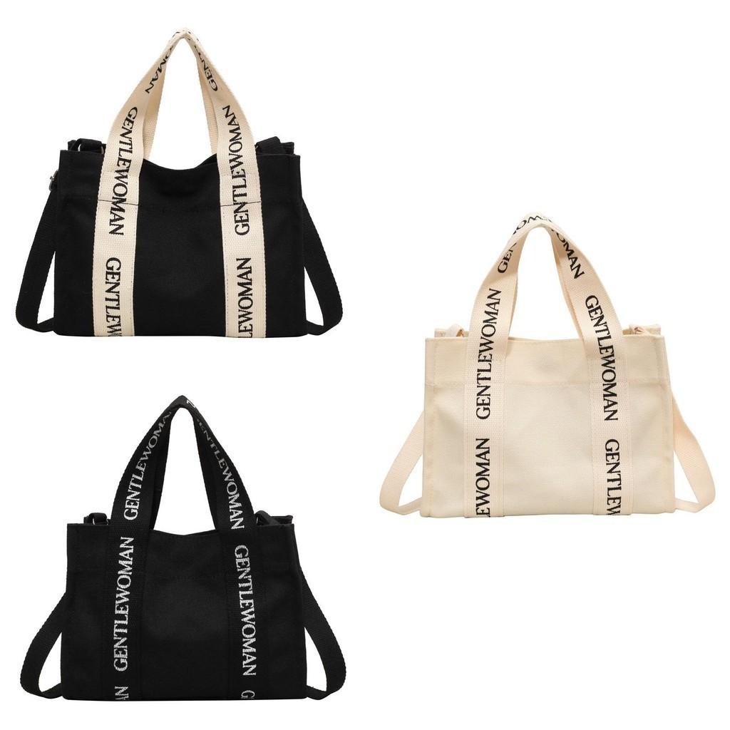 Fashionable Canvas Tote Bag With Alphabet Print Shoulder Bag For Women