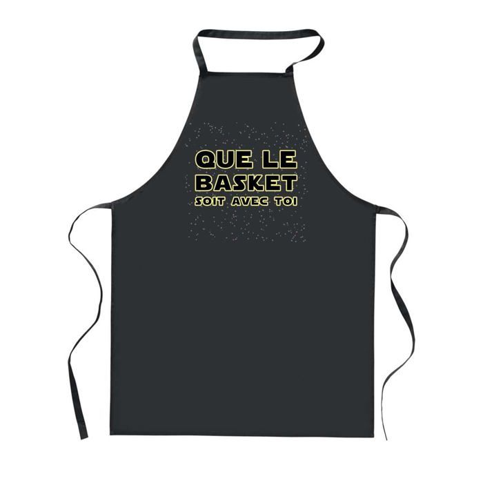 Tablier de cuisine - Basket soit avec toi - Noir - Impression bretonne - Imprimé en France
