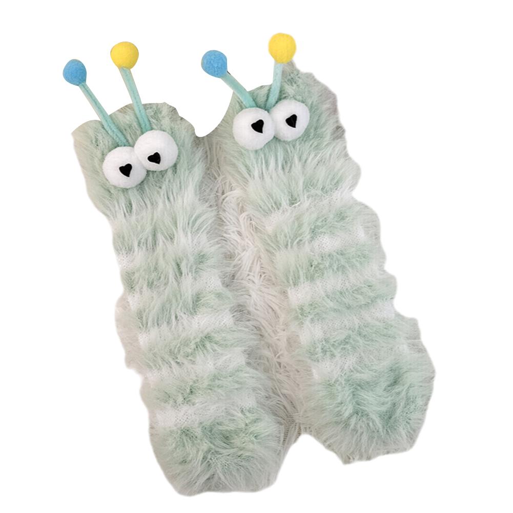 Funny Monster Socks Cute Cartoon Expression Plush Socks Autumn Winter Coral Fleece Floor Socks Christmas Stockings