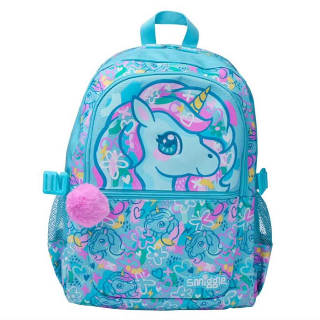 Smiggle Blue Double Shoulder School Bag for Grades 1-6 - Large, Decompression, Multifunctional Backpack