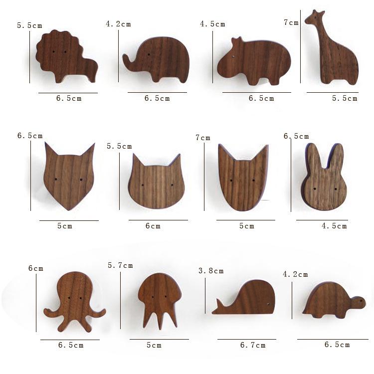 

Nordic Walnut Animal Wall Hook for Kids Room Decor Jellyfish