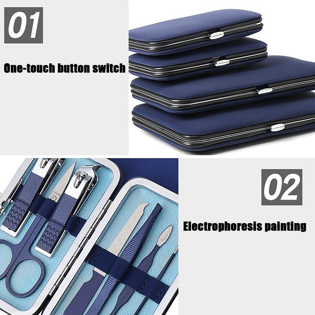 Blue Stainless Steel Nail Clippers Combination Pedicure Nail Clippers Gift Box