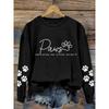 Women's comfortable paw print crew neck sweatshirt, casual long sleeve pullover