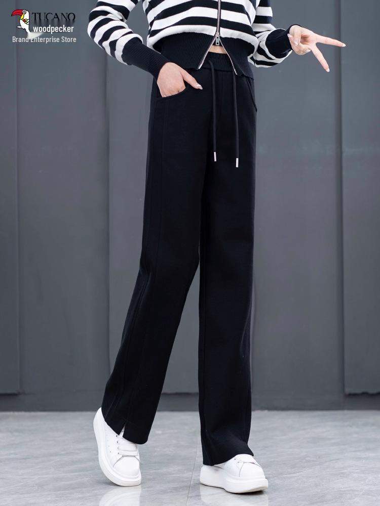 Specht Banane Damen High-Waist Schmal/Weitbein Herbsthose - Vielseitige, fließende Freizeit-Sweathose für Herbst/Winter