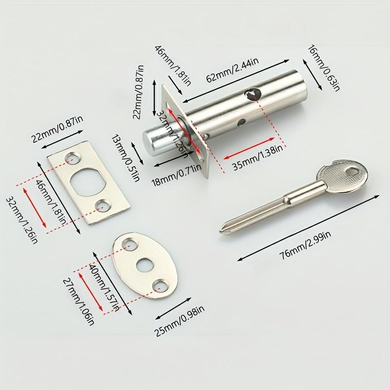 1pc Heavy-Duty Invisible Door Lock with Key - Fireproof Metal Pipe Design, Sturdy Safety Bolt Latch for Office & Manager Doors