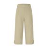 Women’s Casual Loose Fit Capri Pants Cotton Linen Elastic Waist Cropped Trousers with Pockets and Button