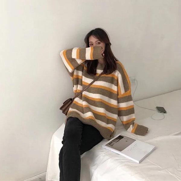 WTEMPO Women Large Size O-Neck Sweaters Loose Autumn Winter Versatile Long Sleeve Short Knitted Pullover Casual Bottoming Sweaters