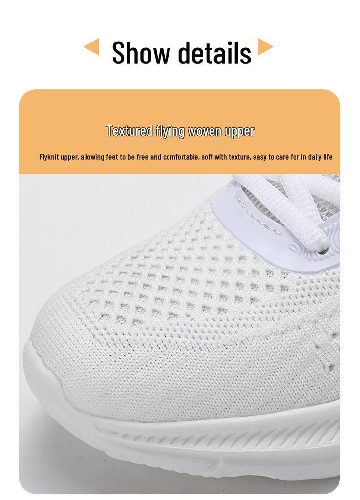 Women's Autumn Flyknit Thick Sole Casual Running Shoes - Breathable Mesh, Large Size, Comfortable Sport Sneakers for Mom