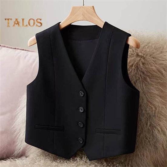 Women Waistcoat Vest Vintage Sleeveless Dressy Suit Casual Button Up V-Neck Tuxedo Vest for Daily Wear Office Dating Street