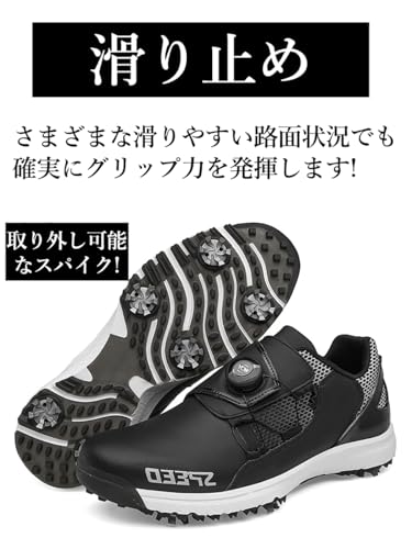 [mxcgzl] Golf Shoes with Spikes, Dial-Style, Thick Sole, Lightweight, Laceless, Comfortable, Soft, Stylish, Non-Slip, Wide Fit, Plus Sizes, Profession