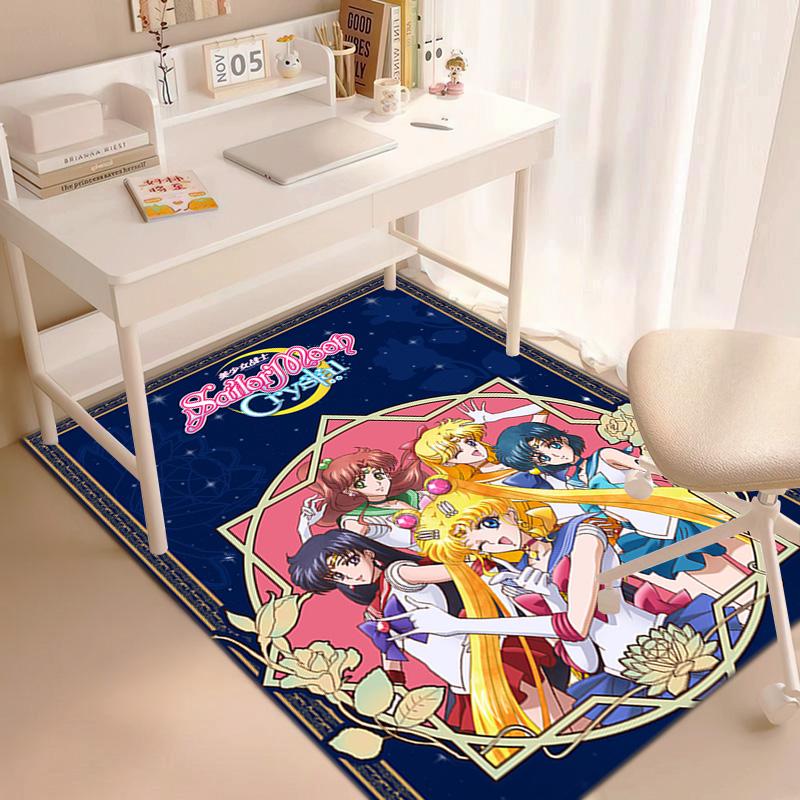 Cute Cartoon Theme Sailor Moon Tsukino Usagi Cartoon Rug Multifunctional Household Anti-slip Decorative Door Mat, Outdoor Floor Mat, and Carpet Y7