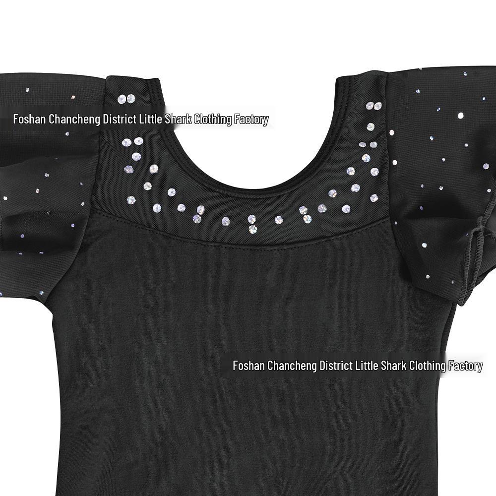 Girls' Cotton Ballet Dress - Short-Sleeved Sequin Skirt for Spring & Summer Dance