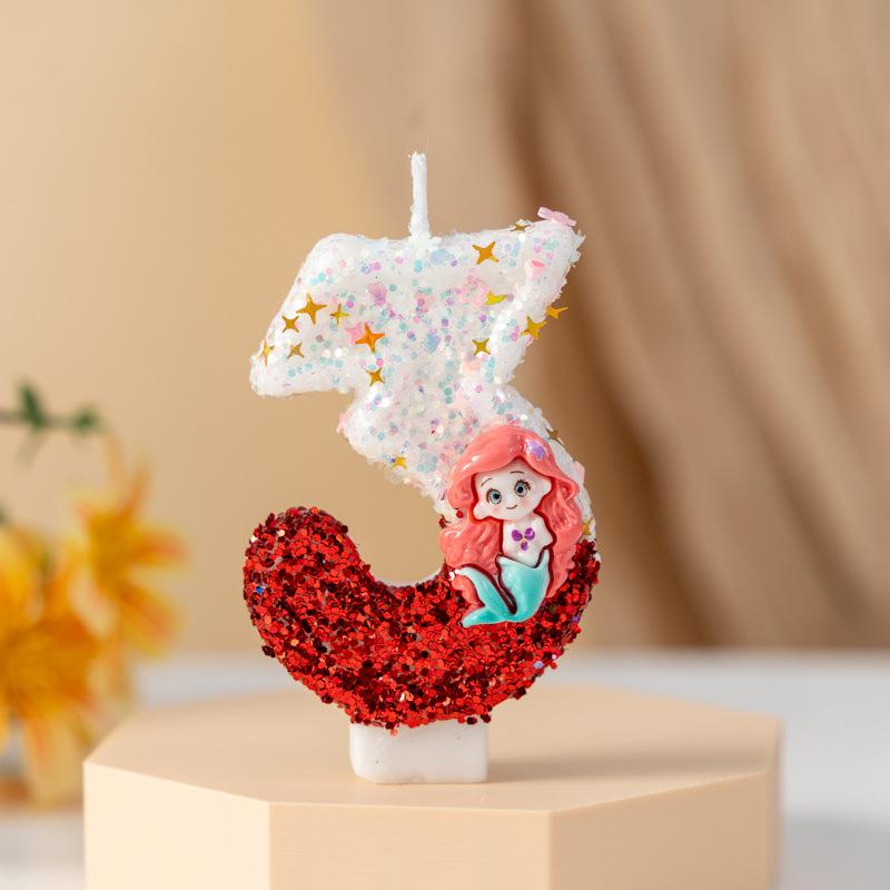 Creative Cartoon Mermaid Digital Birthday Candle Celebration Decoration