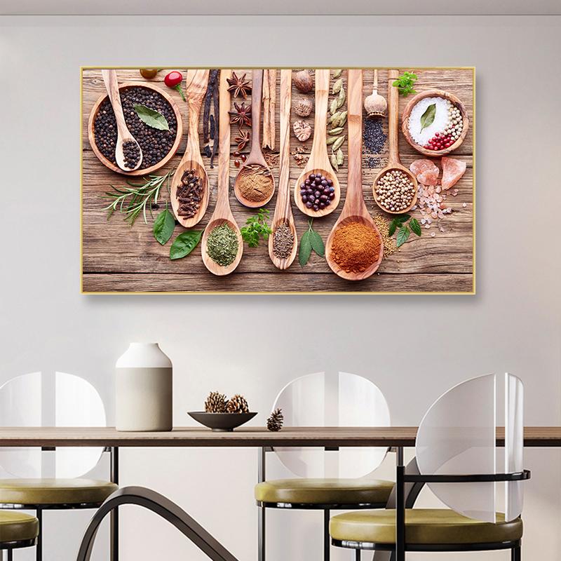Nordic Modern Spoon Grains Spices Plakáty a obrazy Kuchyňské stěny Obraz na plátně Obraz do obývacího pokoje Cuadros