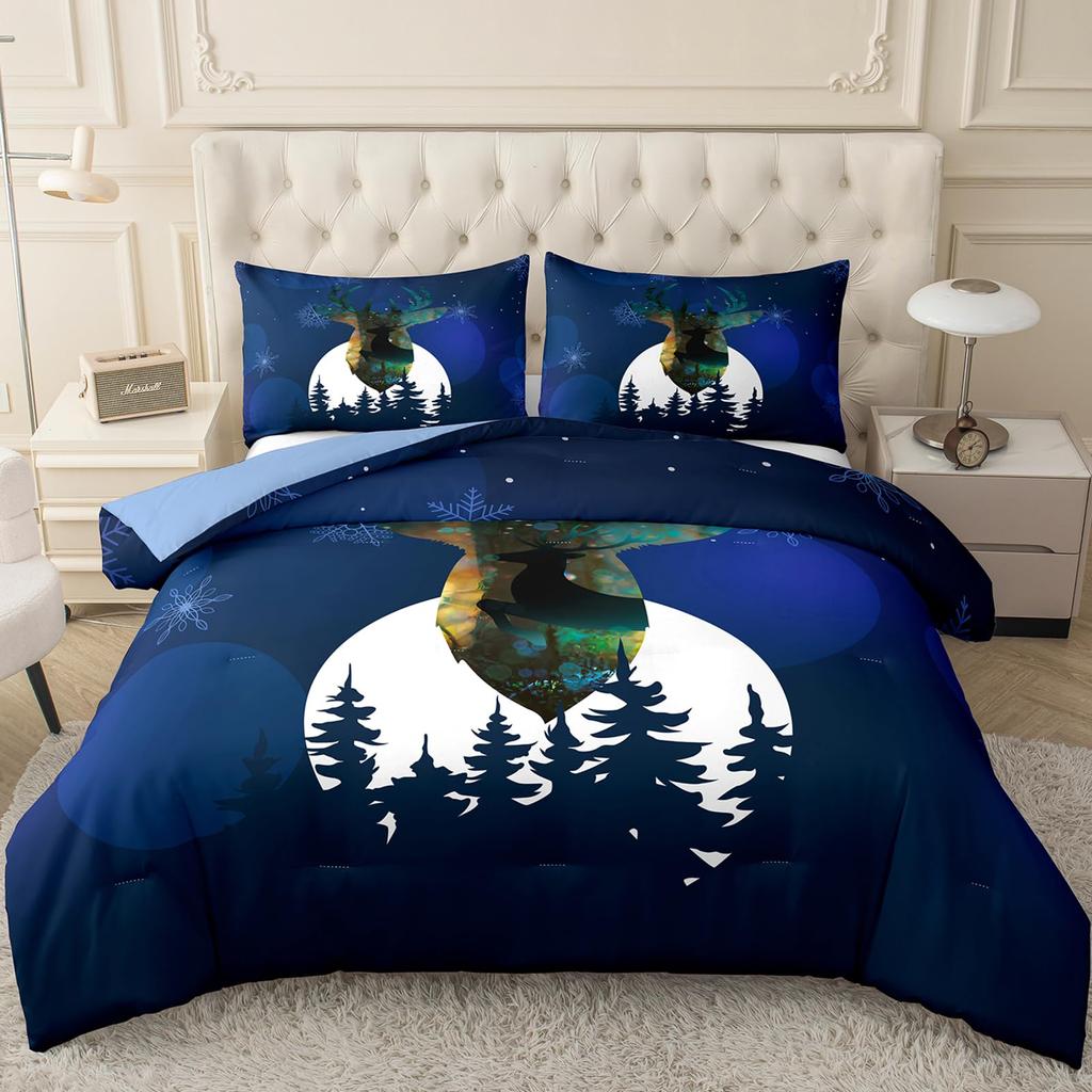 Cool Deer Bedding Collections King Queen Size Comforter Collections For Boys Kids Comforter Collections With 1 Comforter 2Pillowcases Room Decor