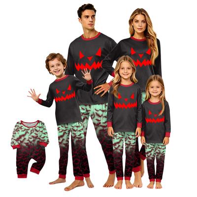 Halloween Family Pajama Set Long Sleeve Top and Pants Comfortable Fit Soft Fabric Seasonal Print Sleepwear for Adults and Kids