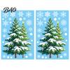 Winter Scene Decoration 2Pcs Christmas Snowflake Window Clings, Green Pine Tree Static Glass Indoor Holiday Decal Stickers, Snow Dots Xmas Decals for