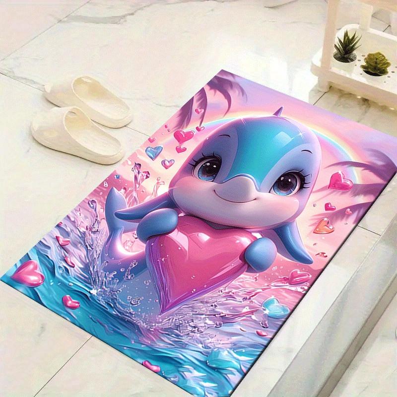 

1pc Dolphin holding a heart Design Area Rug - Soft, Anti-Slip, and Durable Gaming Room Decor for Bedroom 60cm by 90cm