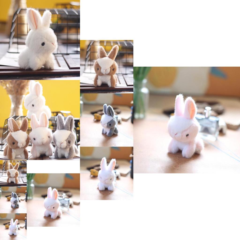 Adorable Plush Bunny Keychain Soft Stuffed Animal Toy Cute Rabbit Bag Charm