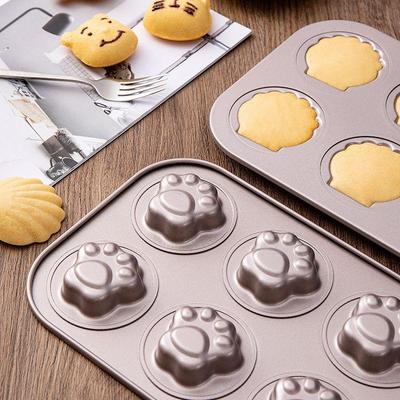 6/9/12 Cavity Cat Paw Baking Mold Pan Non-Stick Carbon Steel Diy Cute Candy Cake Mold Tool Decor Biscuit Candy Mould