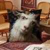 Spooky Goat Face 2D Cushion Cover Bedroom Living Room Sofa Christmas Decorations Soft Pillowcase With Zipper