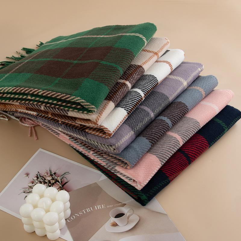 Plaid Scarf Women's Autumn and Winter New Versatile Thickened British Style Shawl High End Atmosphere Warm Scarf