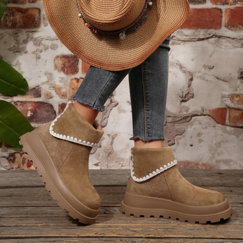 Wildleder Stiefeletten Damen Herbst neu vielseitig dicksohlig erhöht Übergröße Martin Boots