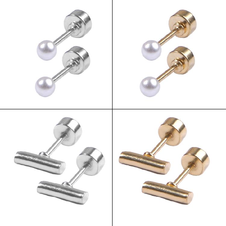 18-Pair Tiny Stud Earrings Star Moon for Triangle Ball Screwback Earrings for Un